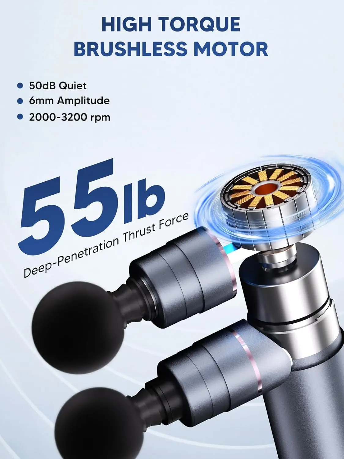 Dual-Head Massage Gun – Full-Metal Deep Tissue Percussion Massager - close-up detail