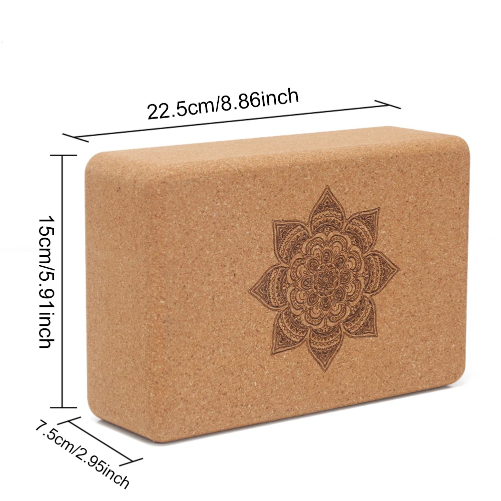 Cork Yoga Block 9x6x3" – Natural Non-Slip Brick for Stretching & Support - color options