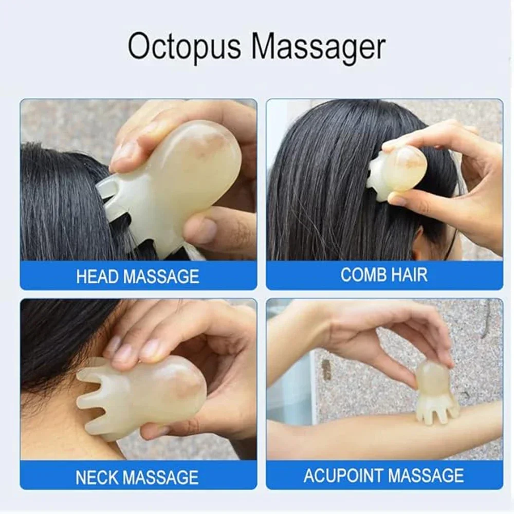 Wide Tooth Scalp Massage Comb – Meridian Acupoint Head Massager - close-up detail