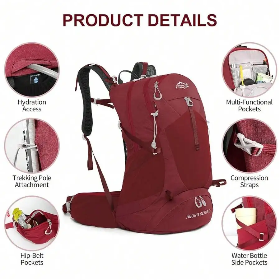 Waterproof Hydration Daypack – 3L Bladder, Rain Cover, Hiking Backpack - in use