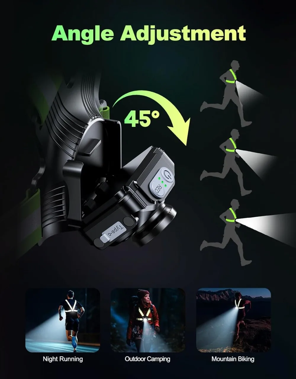 500 Lumen Running Light & 360° Reflective Vest Set – IPX4 Night Visibility Kit - in use
