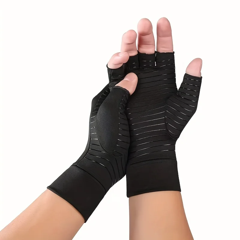 Copper Compression Gloves – Half-Finger Arthritis & Wrist Support - color options