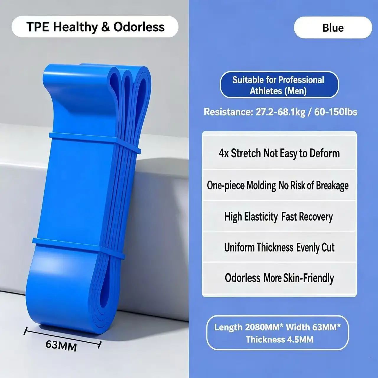 TPE Resistance Bands – 6 Strength Levels for Pull-Up Assist, Yoga & Rehab - color options