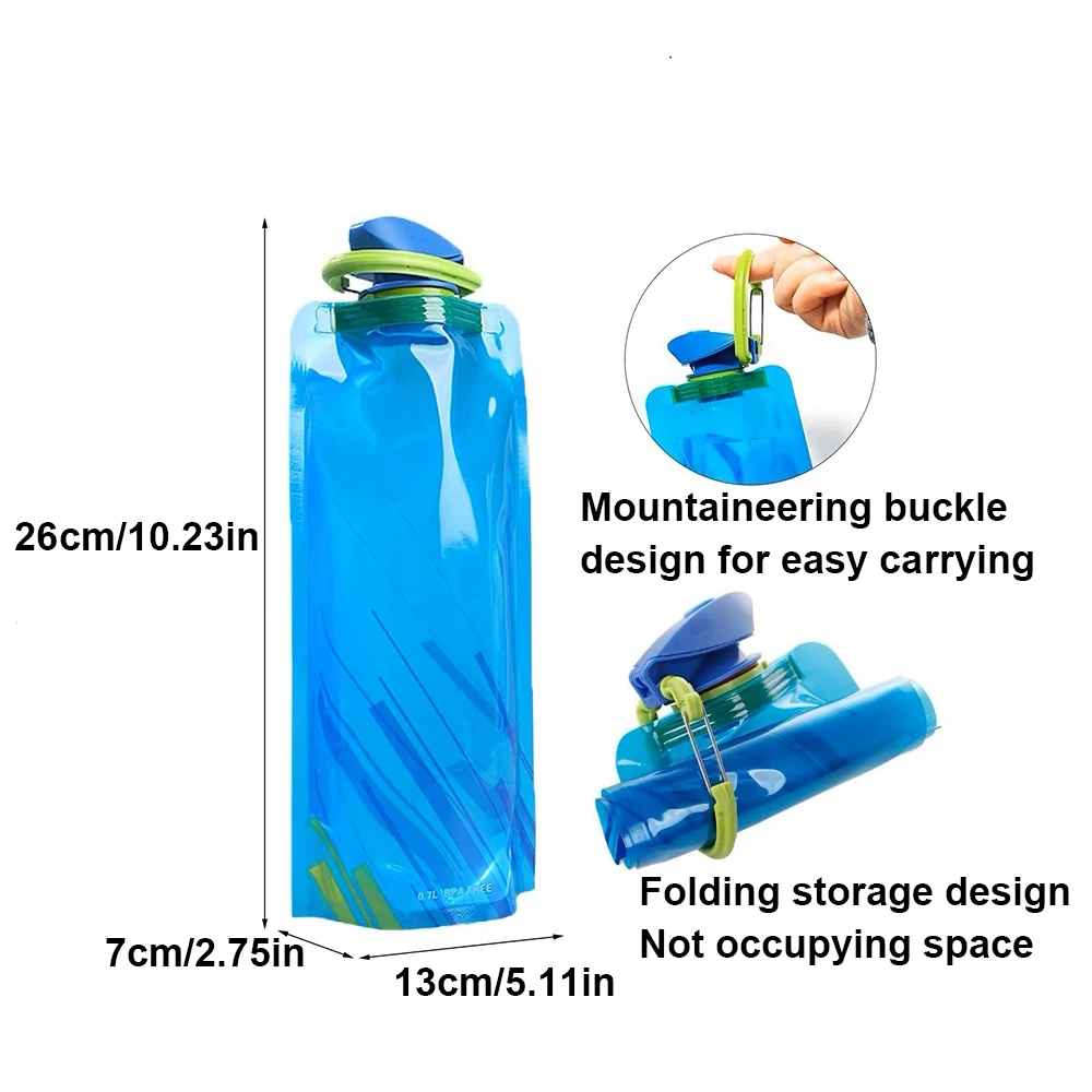 Outdoor Cycling Sports Water Bottle Mountaineering Portable Cup PE Plastic Folding - color options