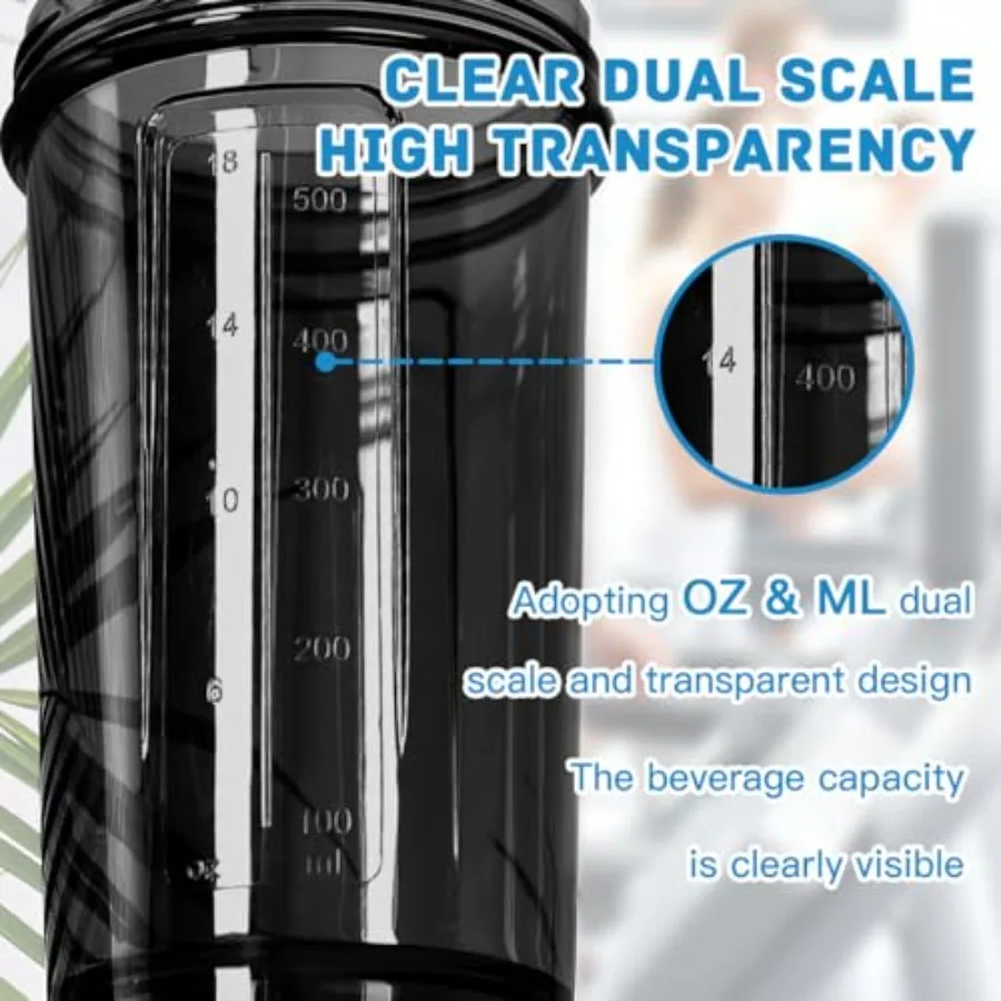Custom Shaker Bottle 18 oz – Leak-Proof Personalized Protein Shaker - size and dimensions
