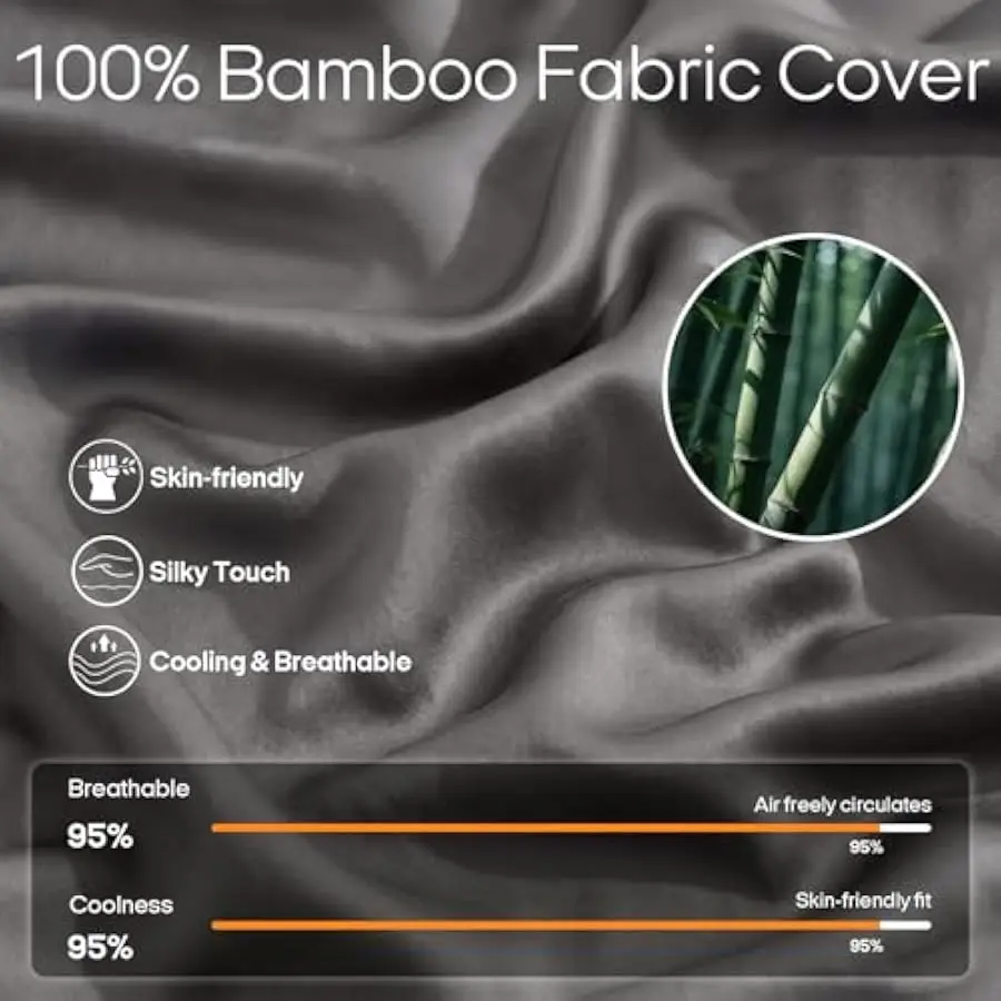 Cooling Weighted Blanket – 100% Bamboo Viscose, Queen, for Hot Sleepers - in use