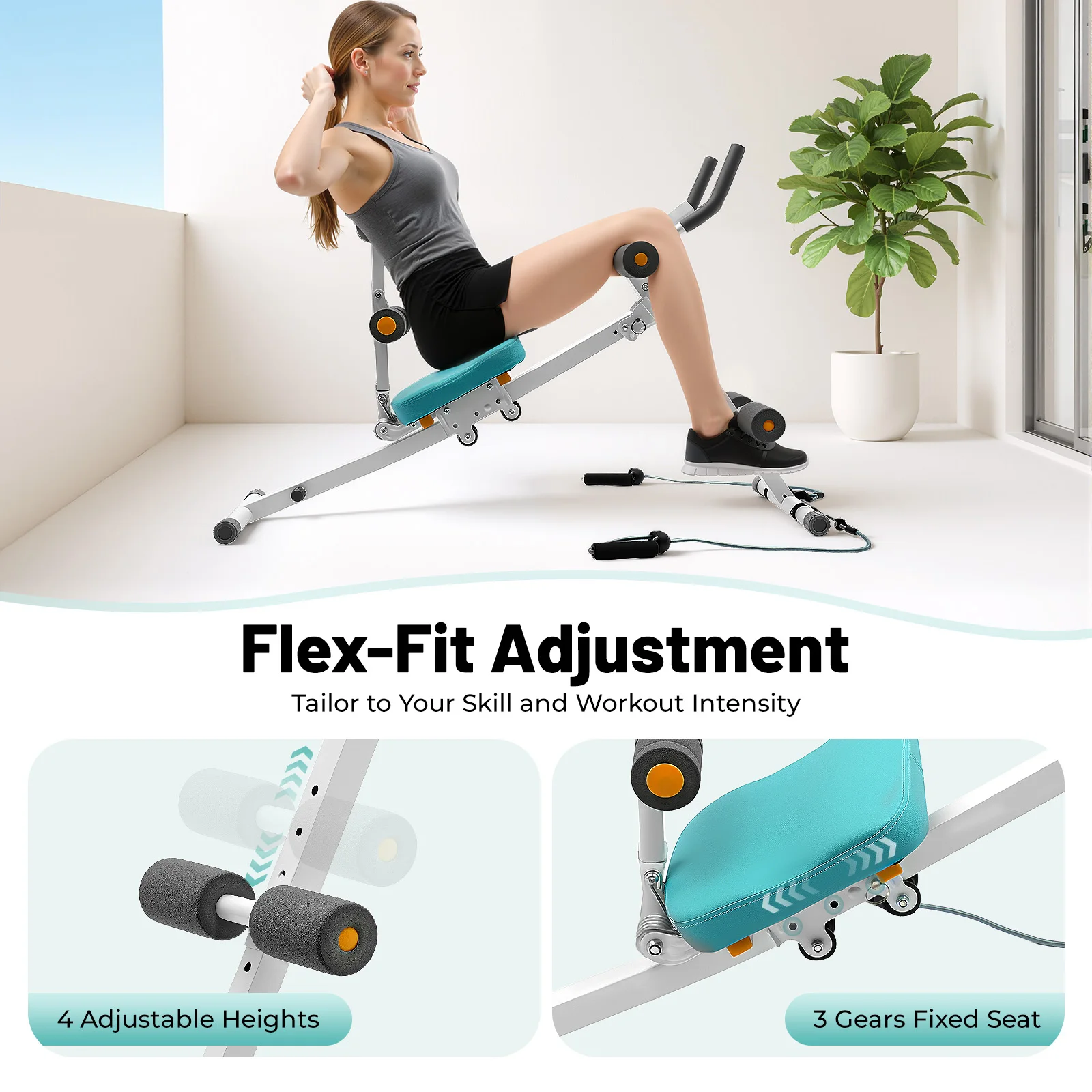 Home Ab Roller Machine Foldable Core Trainer with LCD Display 120kg - in use
