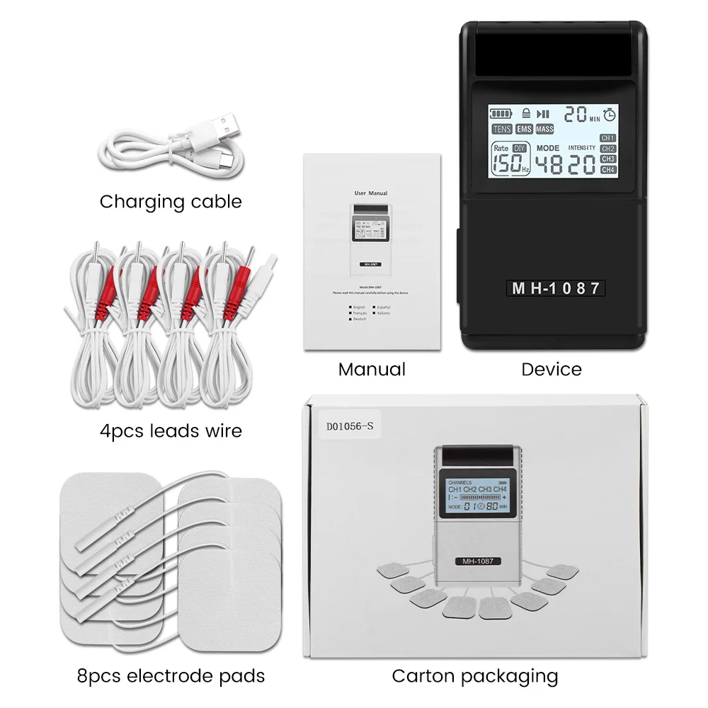 Digital TENS Unit Machine – 4 Channel Electrostimulator, 20 Intensity Levels - detail view