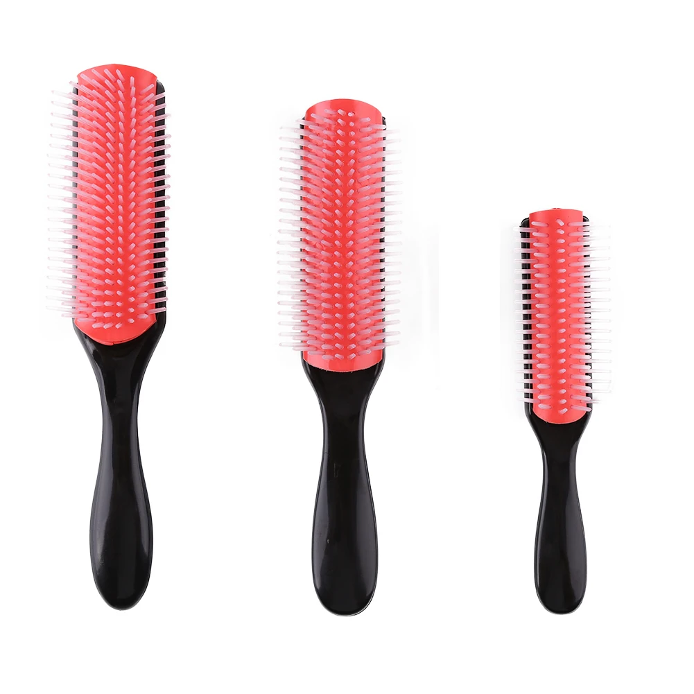 9-Row Detangling Hair Brush – Scalp Massager for Wet, Curly & Straight Hair - close-up detail