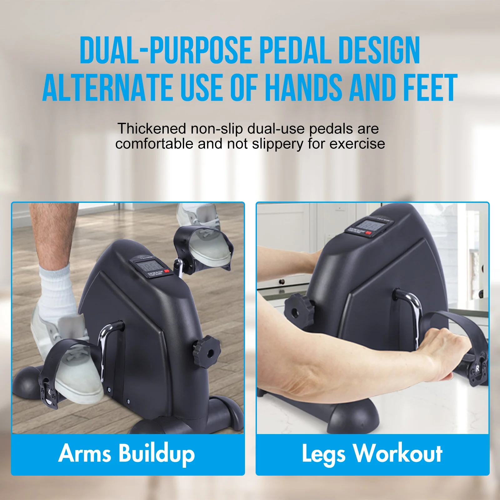 Under-Desk Pedal Exerciser – Motorised Mini Bike with LCD for Legs & Arms - alternate view