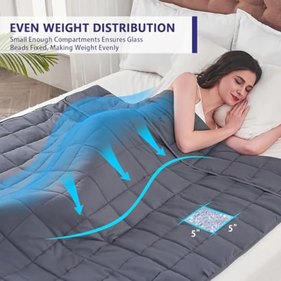Cooling Weighted Blanket 20 lbs, 60x80 – Deep Pressure Sleep Blanket - size and dimensions