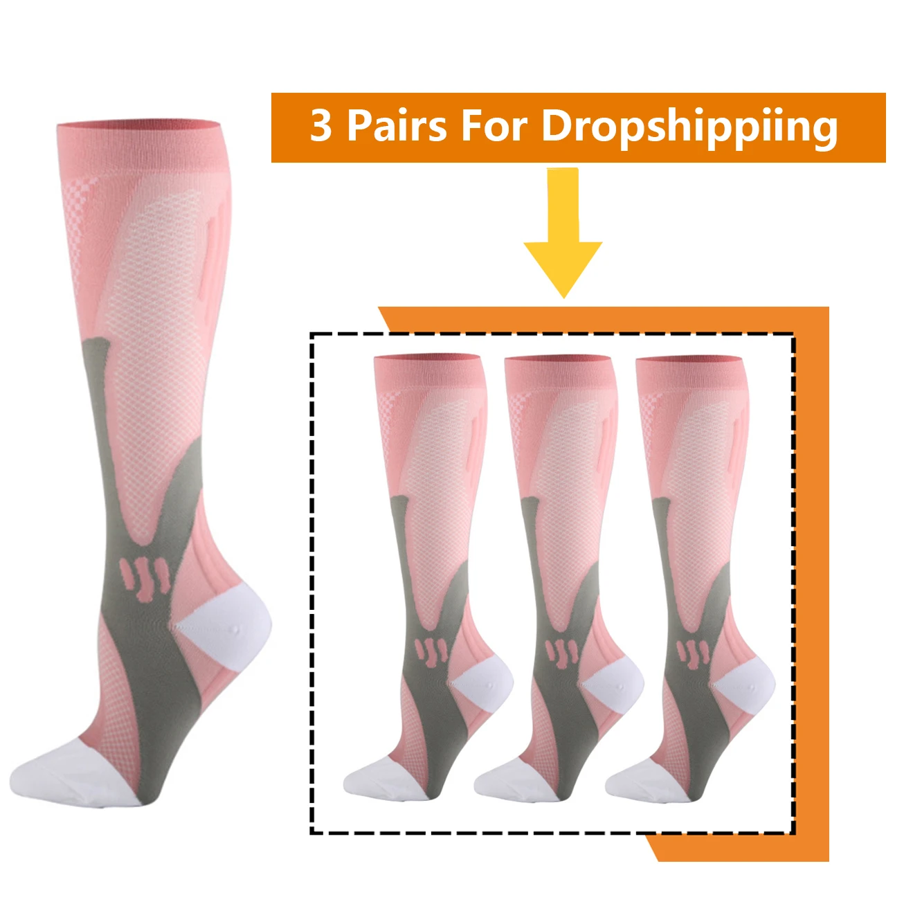 20-30 mmHg Compression Socks – 3 Pairs, Graduated Athletic & Nursing - packaging