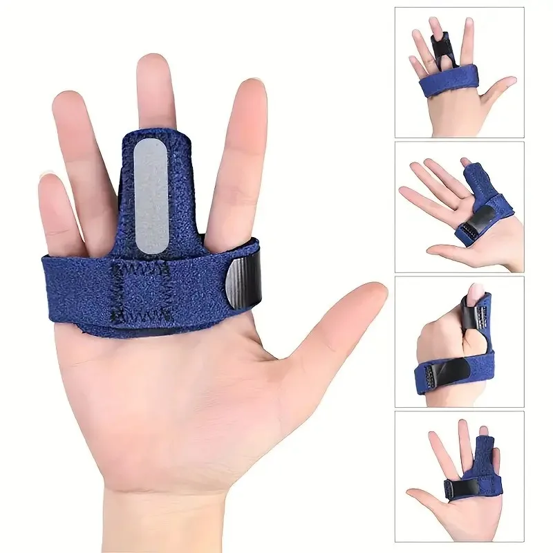 Finger Splint Adjustable Support Brace With Fastening Strap For Alleviating Locking - in use