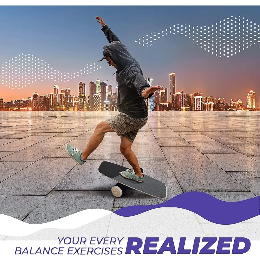 Balance Board Surf Trainer with Adjustable Stoppers – Core & Ankle Stability Training - color options