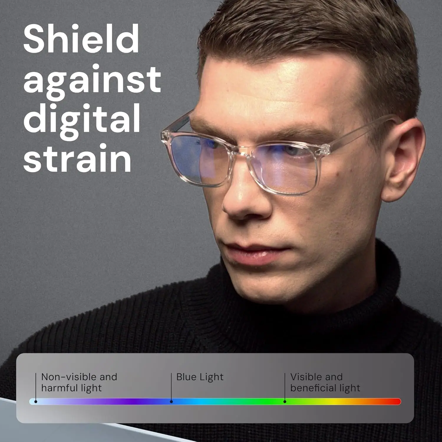 Clear Blue Light Glasses – Anti-UV, Scratch-Resistant Computer Eyewear - size and dimensions