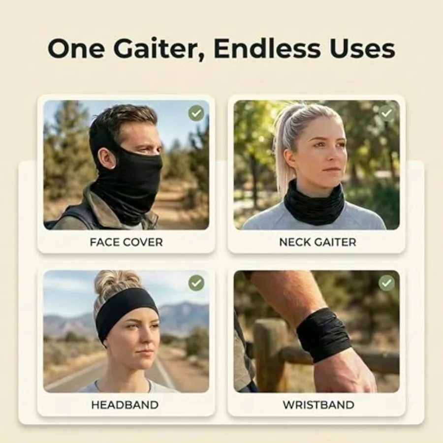 Cooling Neck Gaiter 2-Pack – Open-Ear UV Sun Protection Face Cover - size and dimensions