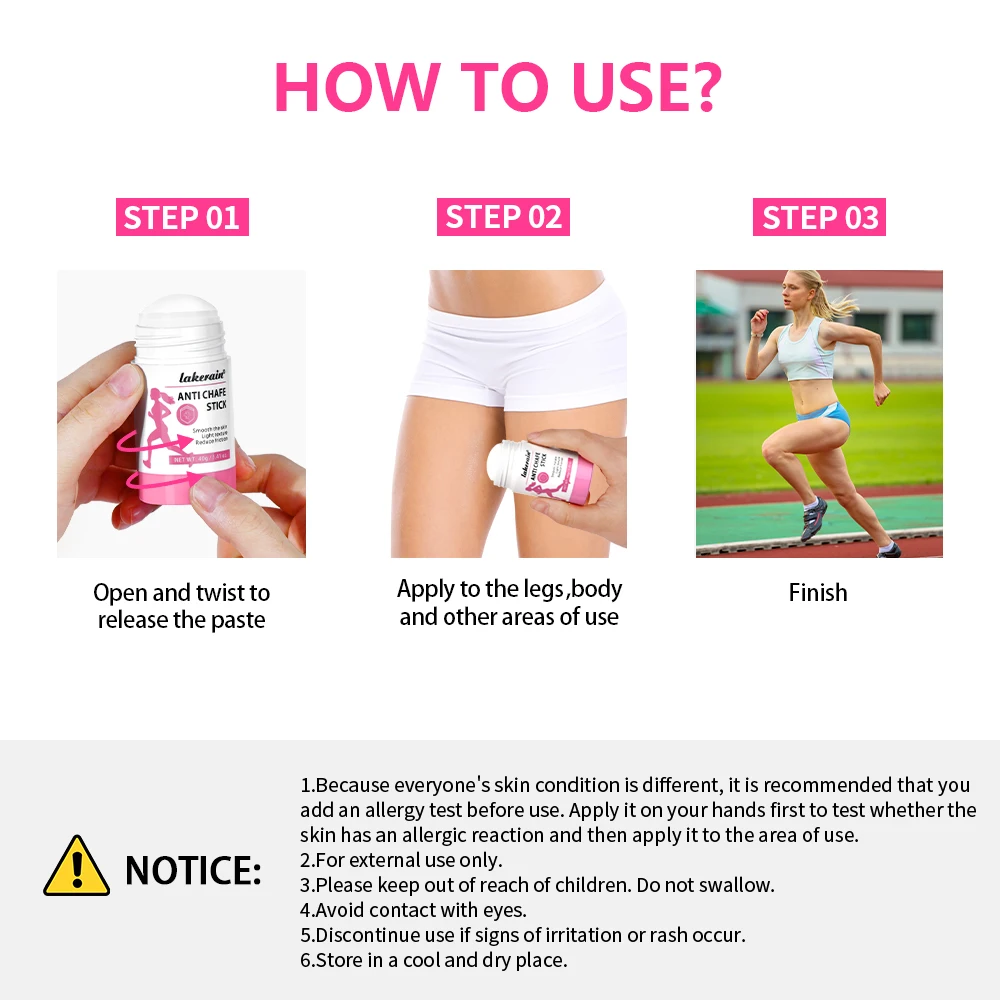 Anti-Chafe Stick for Runners – Anti-Friction Balm for Thighs, Heels & Arms - detail view