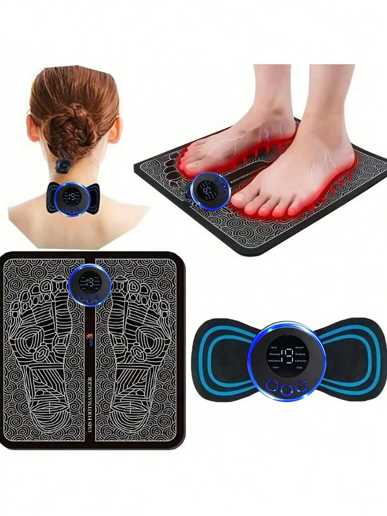 EMS Foot Massager Pad – Electric Body Massage Patch Kit - in use