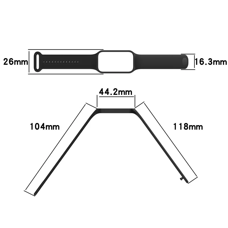 Silicone Strap For xiaomi Band 8 active Replacement Sport wristband correa - size and dimensions