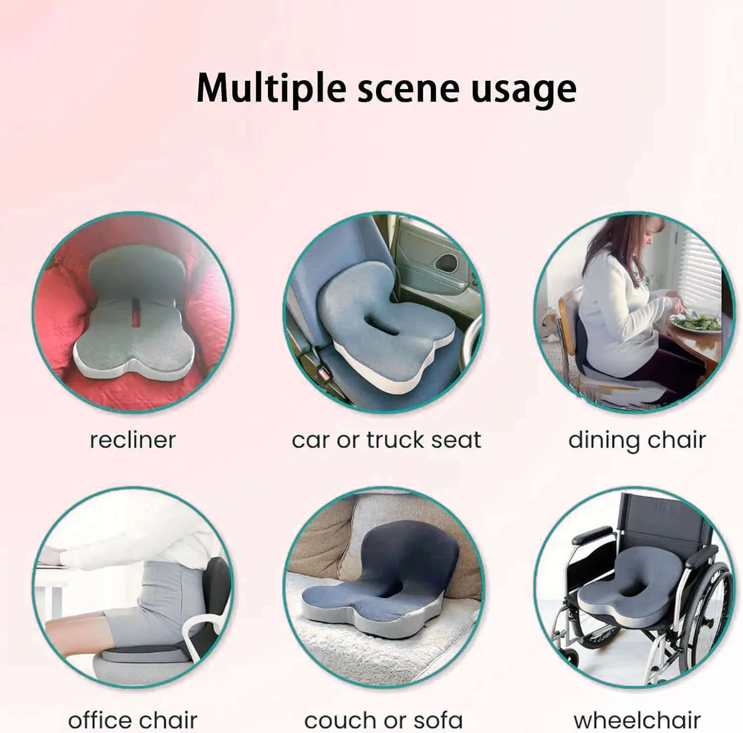 Contoured Ergonomic Lumbar Back Support Seat Cushion with Washable Cover Soft - color options