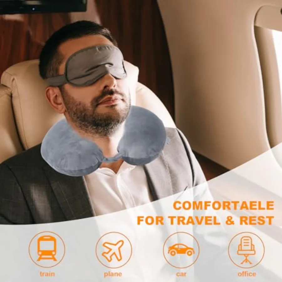 Memory Foam Travel Neck Pillow – U-Shaped Support for Flights & Car - close-up detail