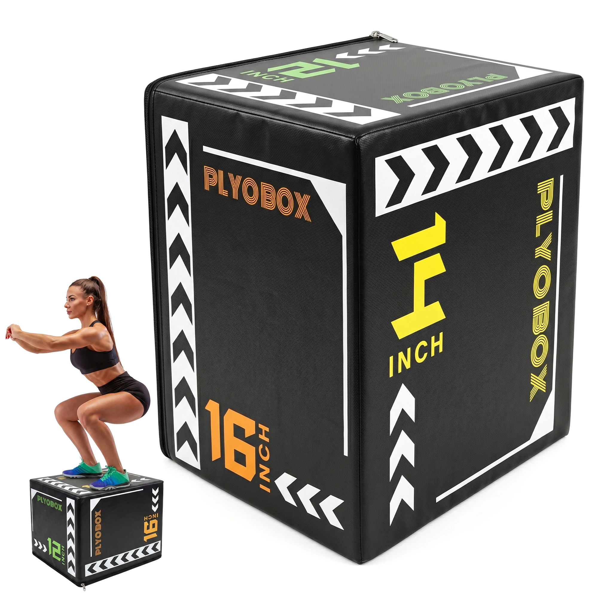Ye 3-in-1 Foam Plyometric Jump Box 12 14 16 Inch Multi-Height - side view
