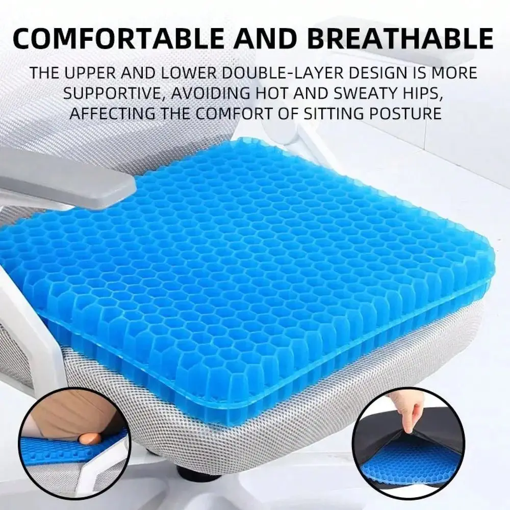 Gel Seat Cushion – Honeycomb Breathable Tailbone & Pressure Relief Pad