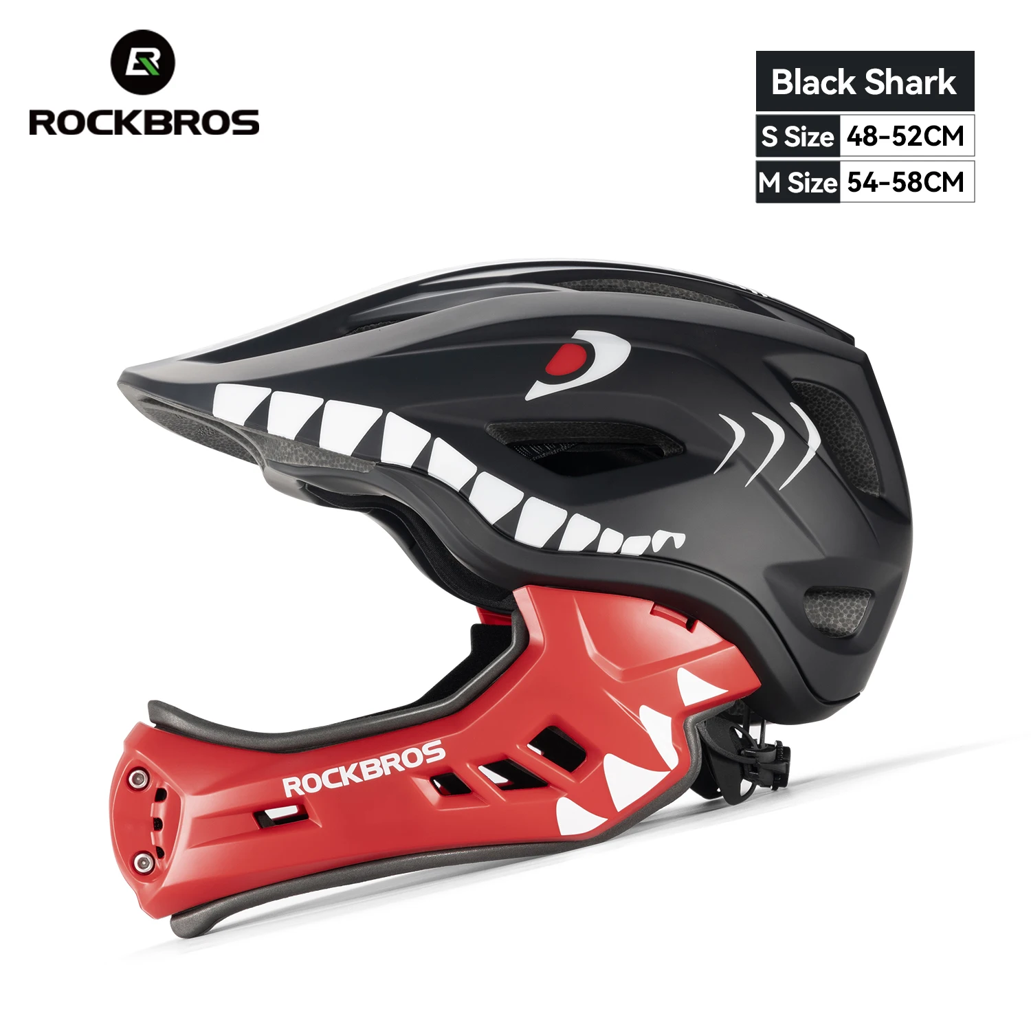 ROCKBROS Kids Bike Helmet – Detachable Full-Face Chin Guard & Impact Shell - side view