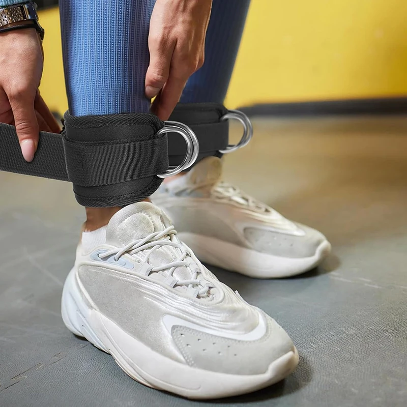 Adjustable Ankle Cuffs – Cable Machine Straps for Glute & Thigh Training - in use