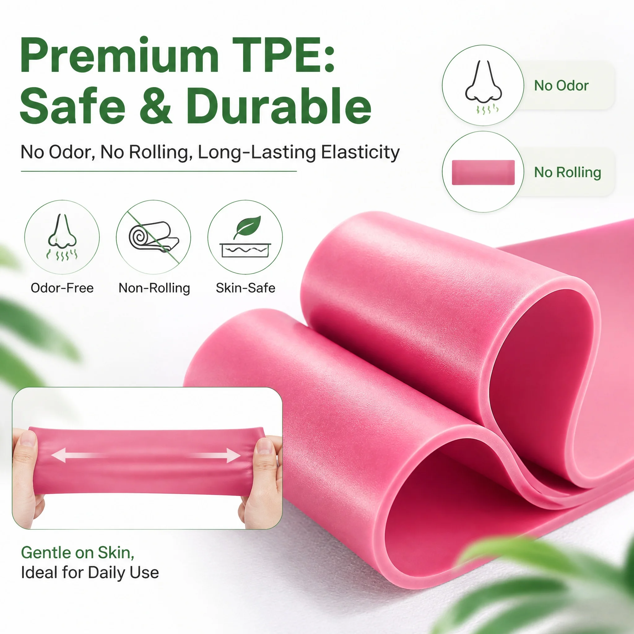 TPE Resistance Bands Set – 5 Resistance Levels, Non-Slip Glute & Leg Bands - alternate view