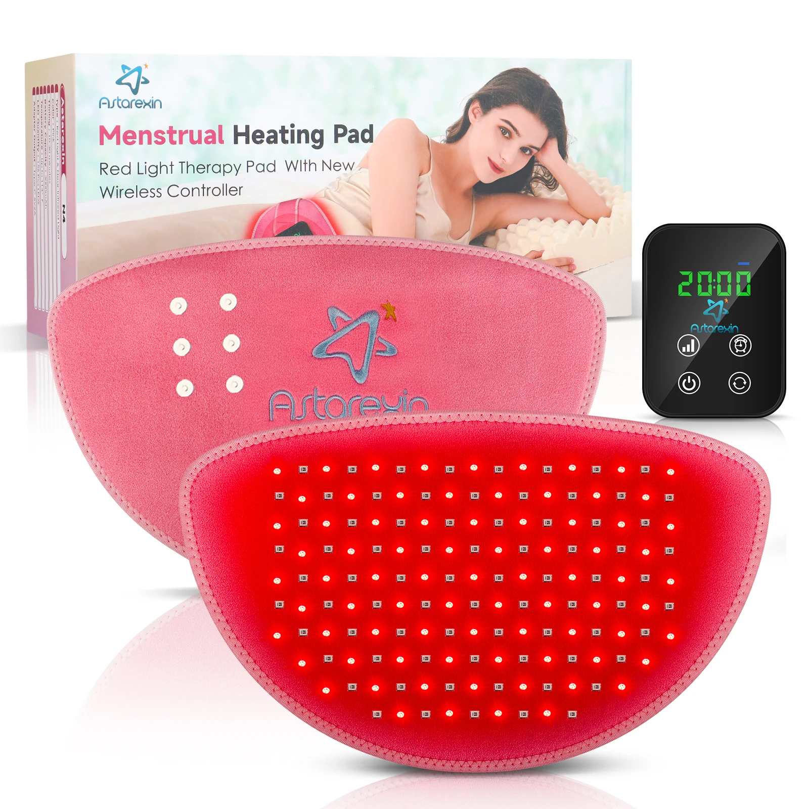 Red Light Heated Menstrual Belt - 156 LED Infrared Pad for Period Cramps - packaging
