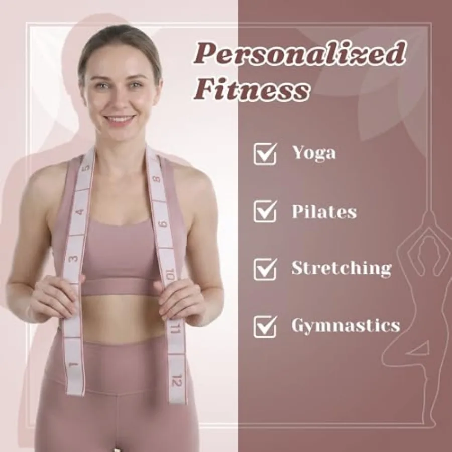 12-Loop Elastic Yoga Strap – Stretching Band for Flexibility - size and dimensions