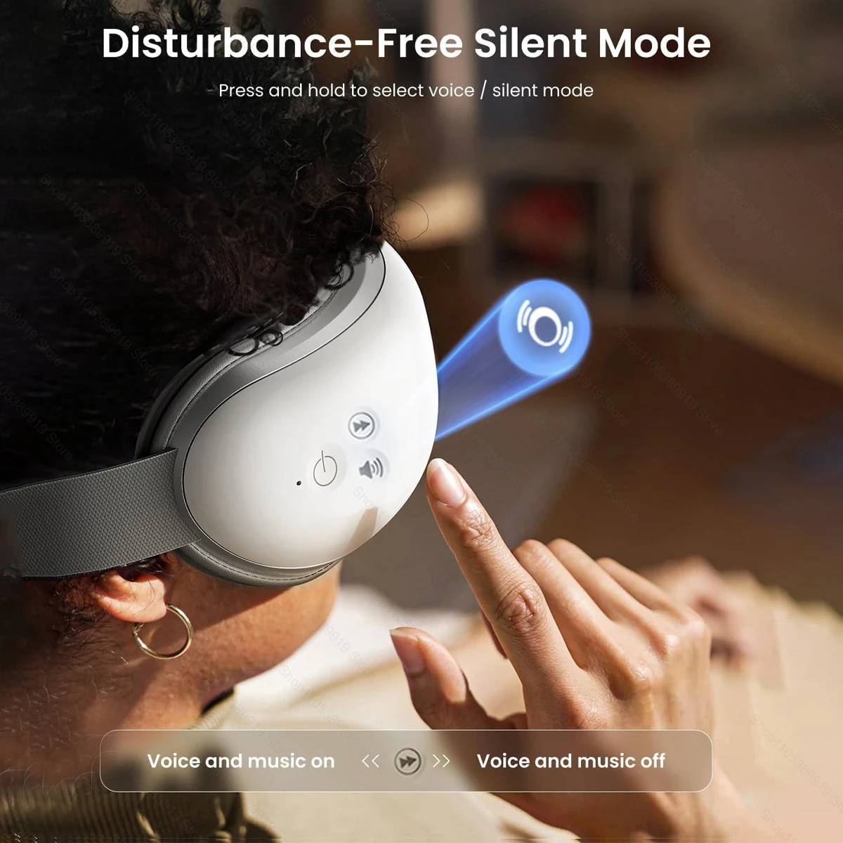 Heated Eye Massager – Vibration & Air Compression Mask for Eye Strain - in use