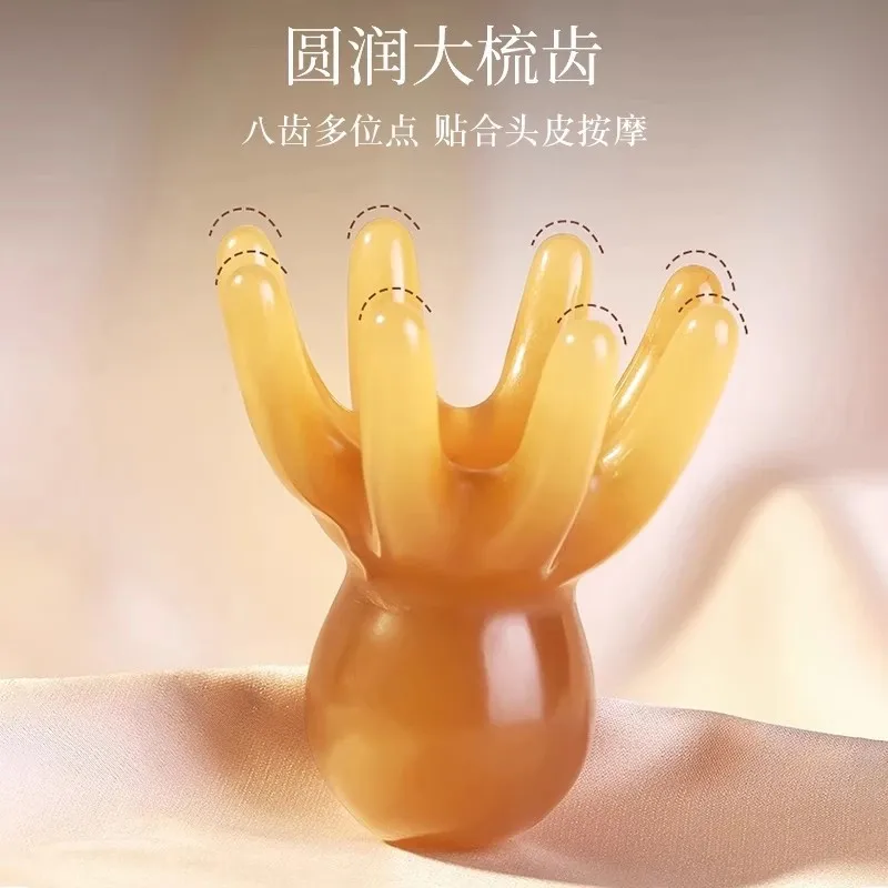 Gua Sha Scalp Massage Comb – Resin Meridian Scraping Brush - in use