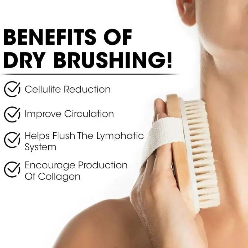 Natural Bristle Dry Body Brush – Wooden Exfoliating Massage Brush - size and dimensions