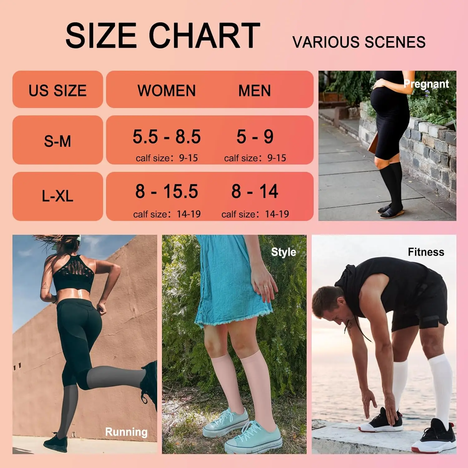 Women's Compression Socks, 4 Pairs – Graduated Support for Nursing & Running - color options