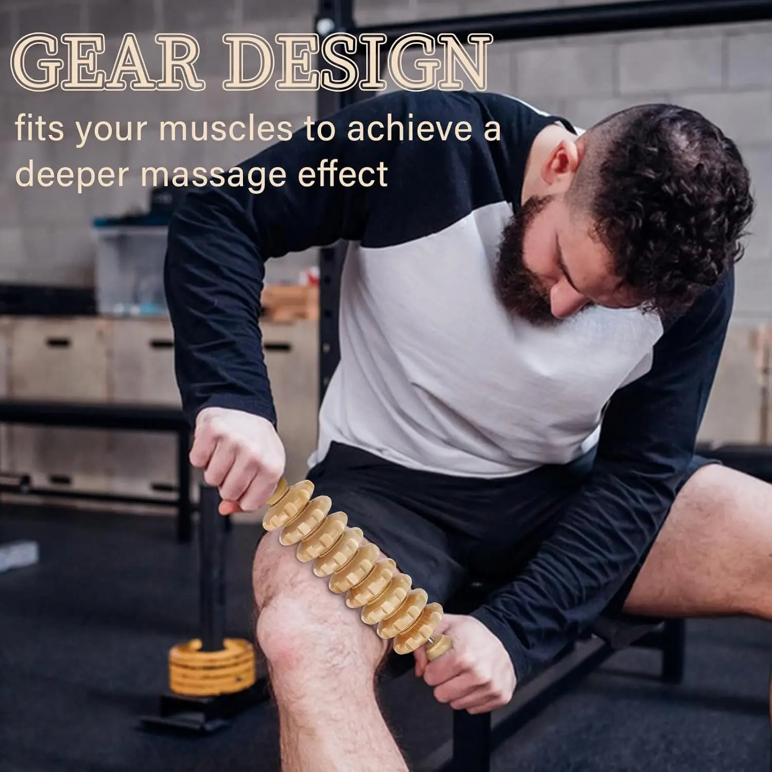 Wooden Fascia Massage Roller – Manual Trigger Point Muscle Roller - alternate view