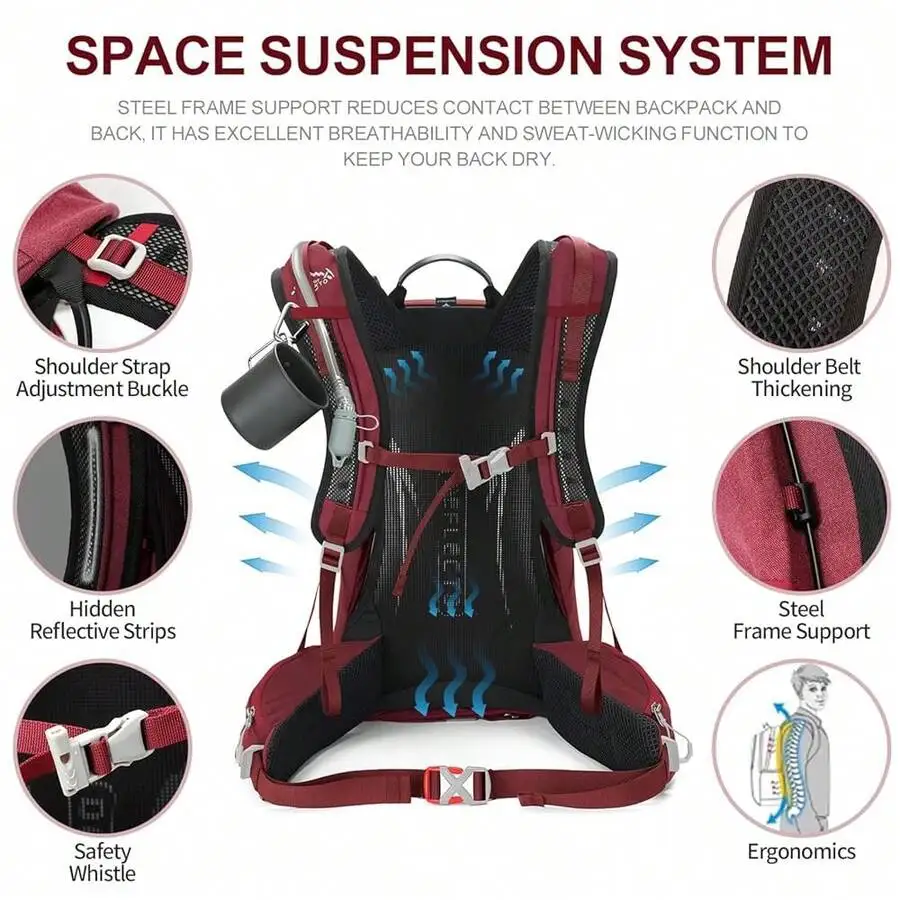 Waterproof Hydration Daypack – 3L Bladder, Rain Cover, Hiking Backpack