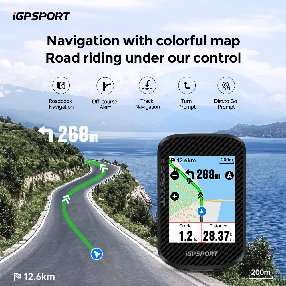 iGPSPORT BSC300T Touchscreen Bike Computer – Colour GPS Maps & E-Bike Support - alternate view