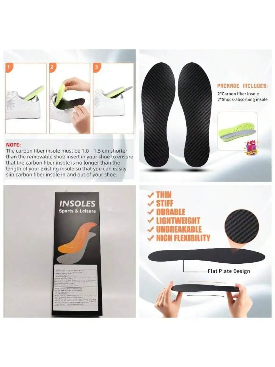 Carbon Fiber Insoles – Rigid Shoe Inserts for Turf Toe & Forefoot Pain - side view