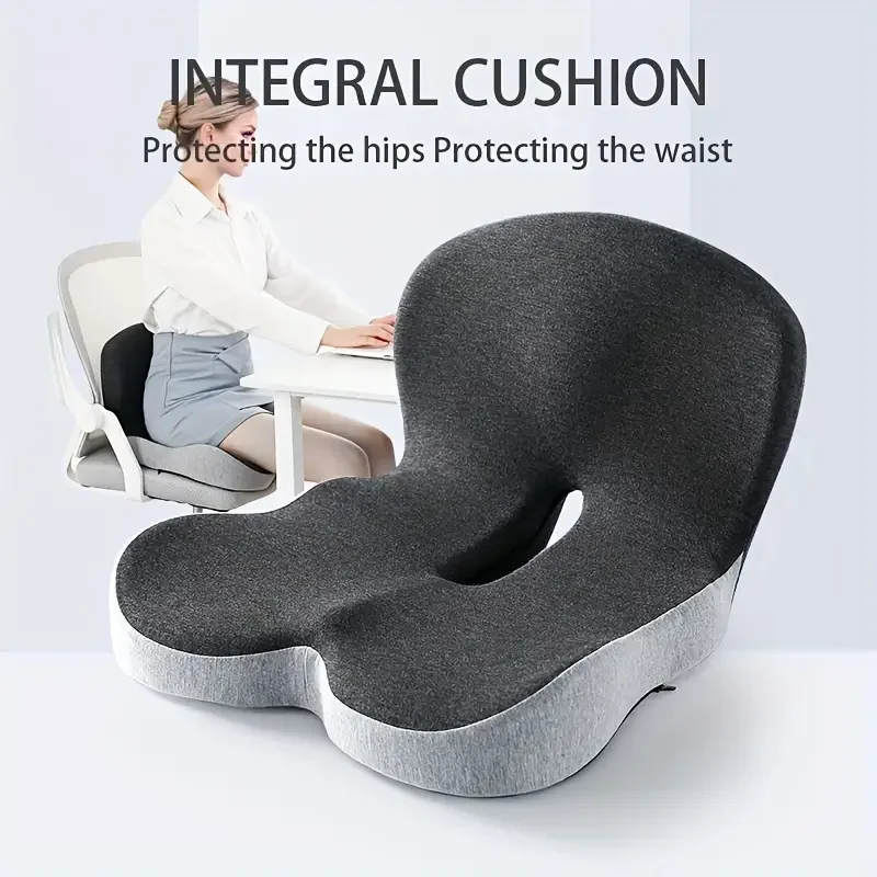 Contoured Ergonomic Lumbar Back Support Seat Cushion with Washable Cover Soft - alternate view