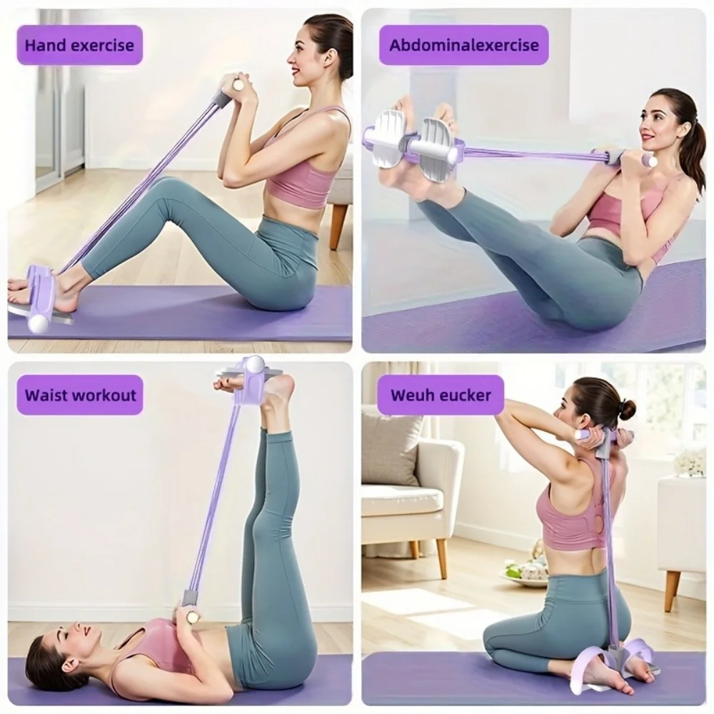 21-Piece Resistance Band Set with Foot Pedal & Ankle Straps – Home Gym Kit - in use