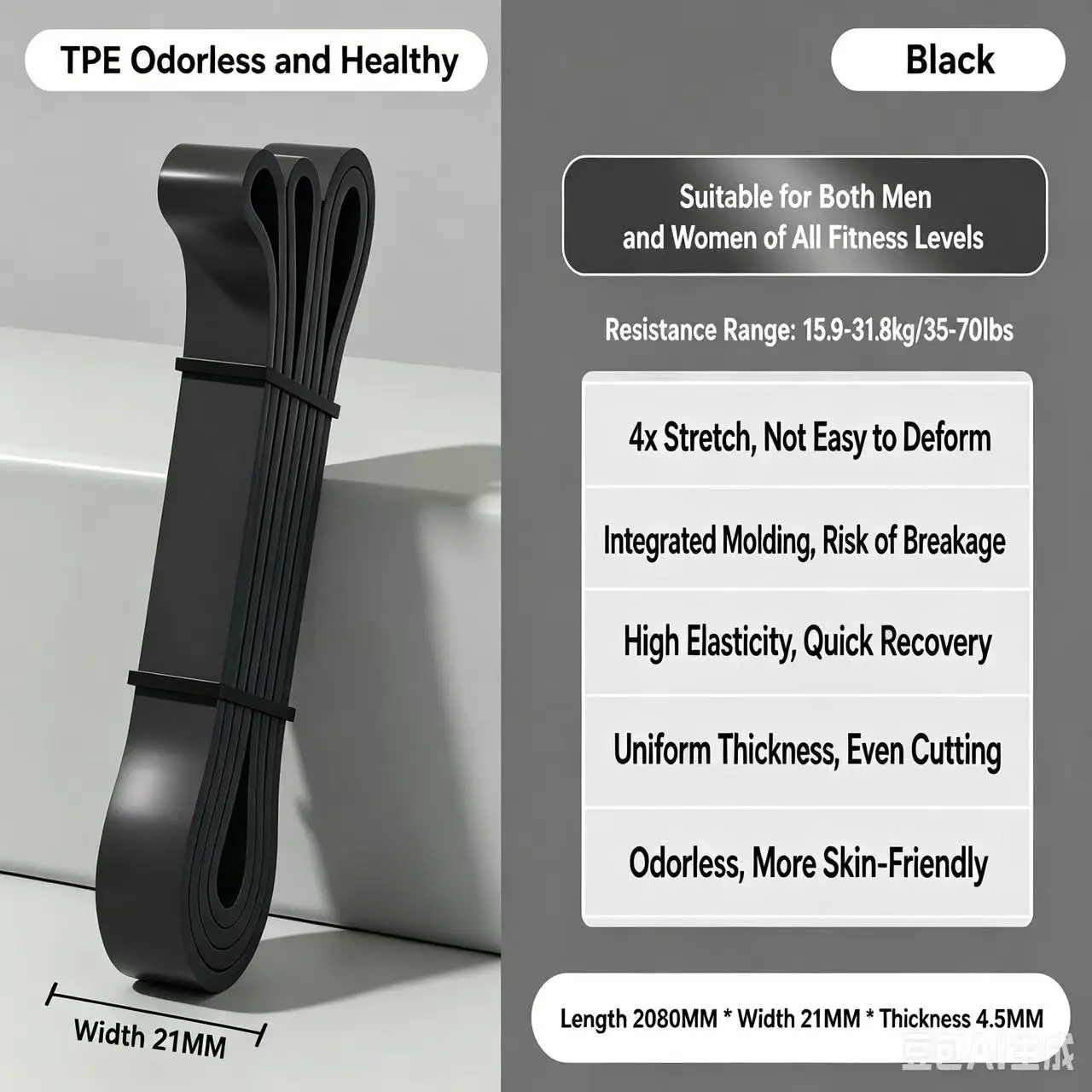 TPE Resistance Bands – 6 Strength Levels for Pull-Up Assist, Yoga & Rehab - texture detail