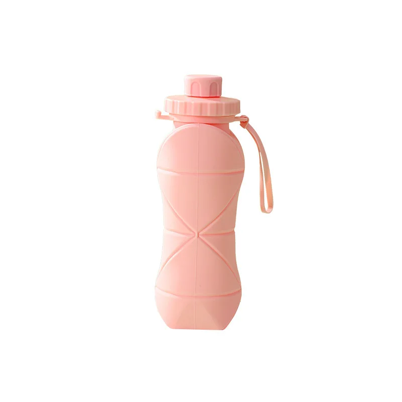 Collapsible Silicone Water Bottle – Foldable Flask for Hiking & Travel - side view