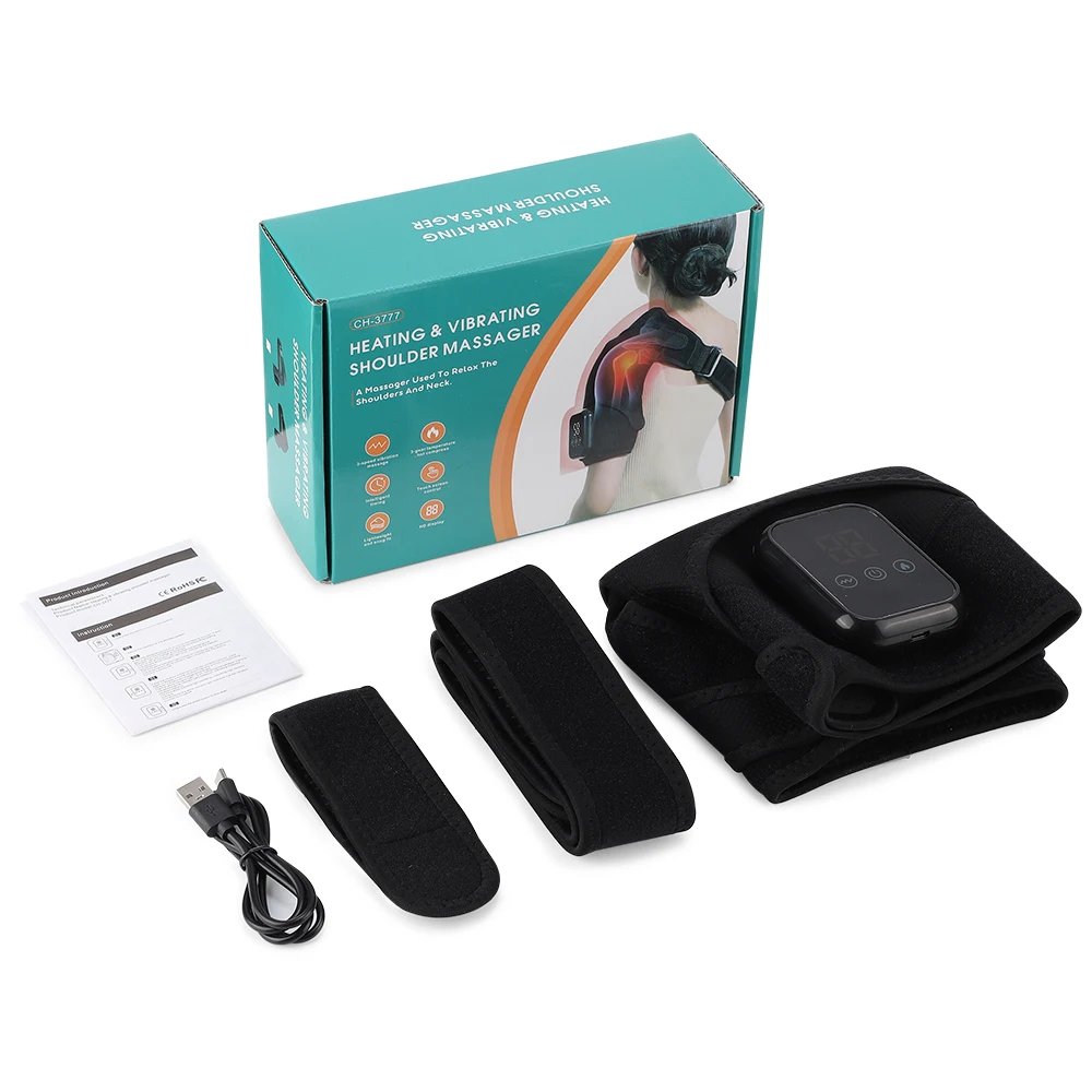 Electric Heating Shoulder Brace Vibration Hot Compress Massage Support Belt Strap - packaging
