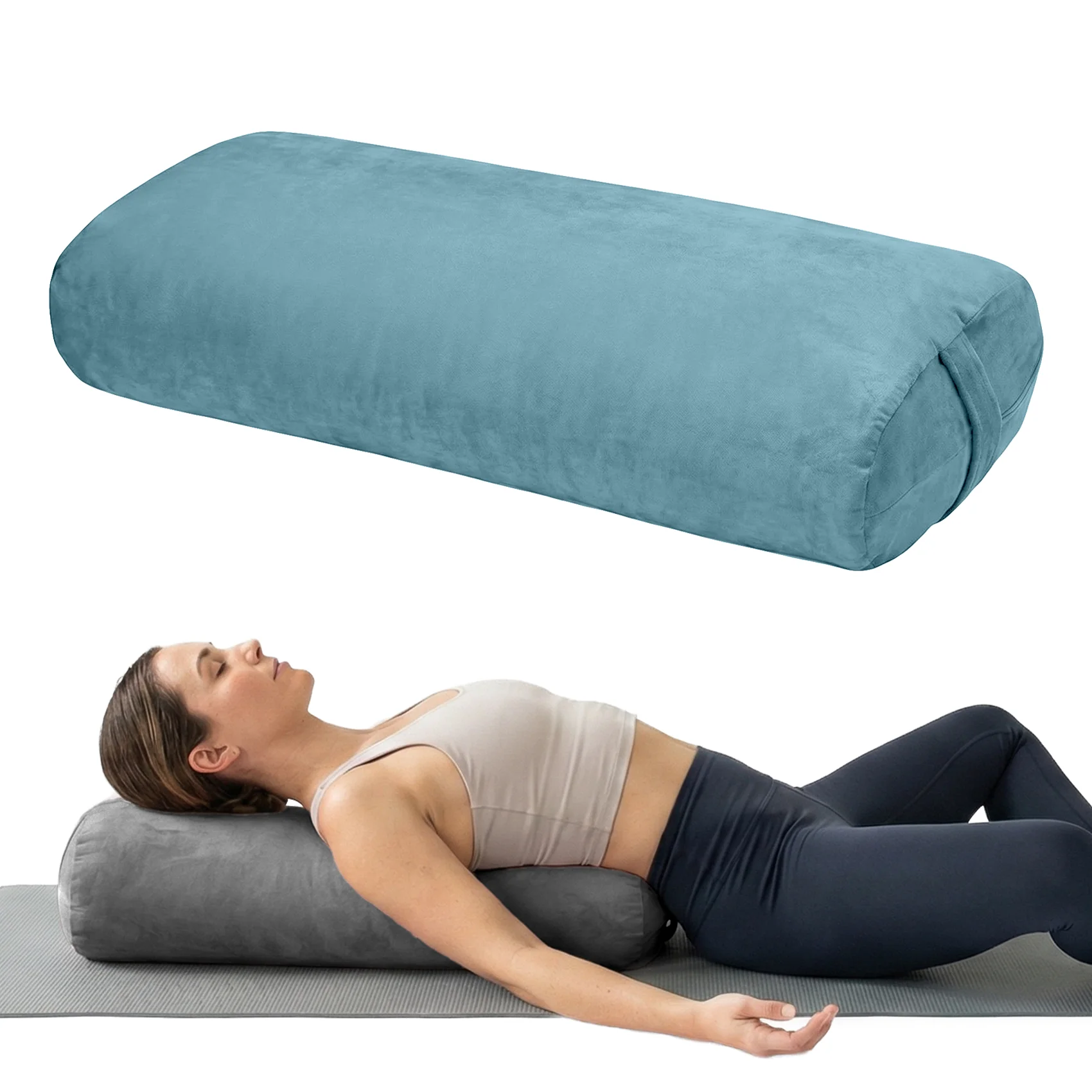 Round Yoga Bolster Pillow - Firm Support Cushion for Restorative Yoga - side view