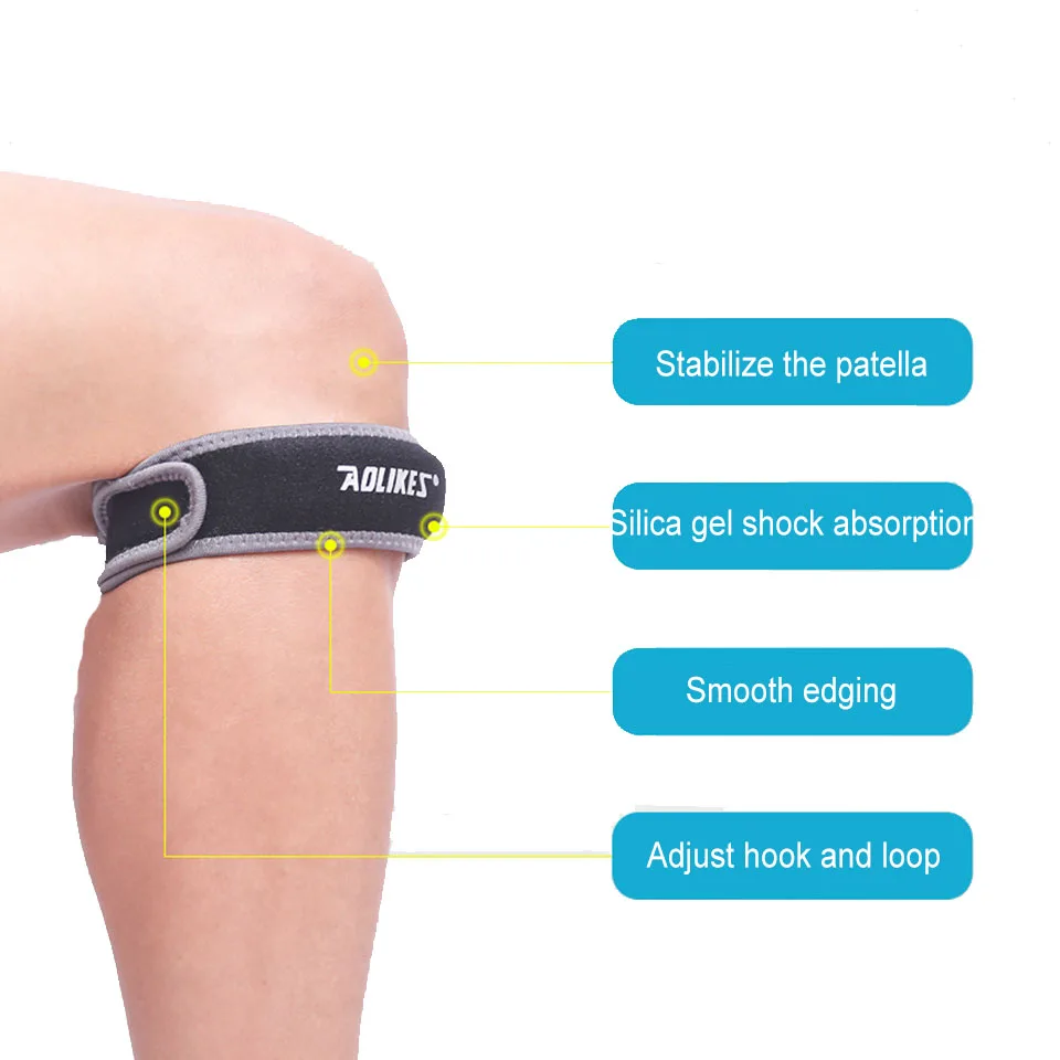 AOLIKES 1PCS Adjustable Knee Patella Cushioning Neoprene Band Support Sports Running - close-up detail
