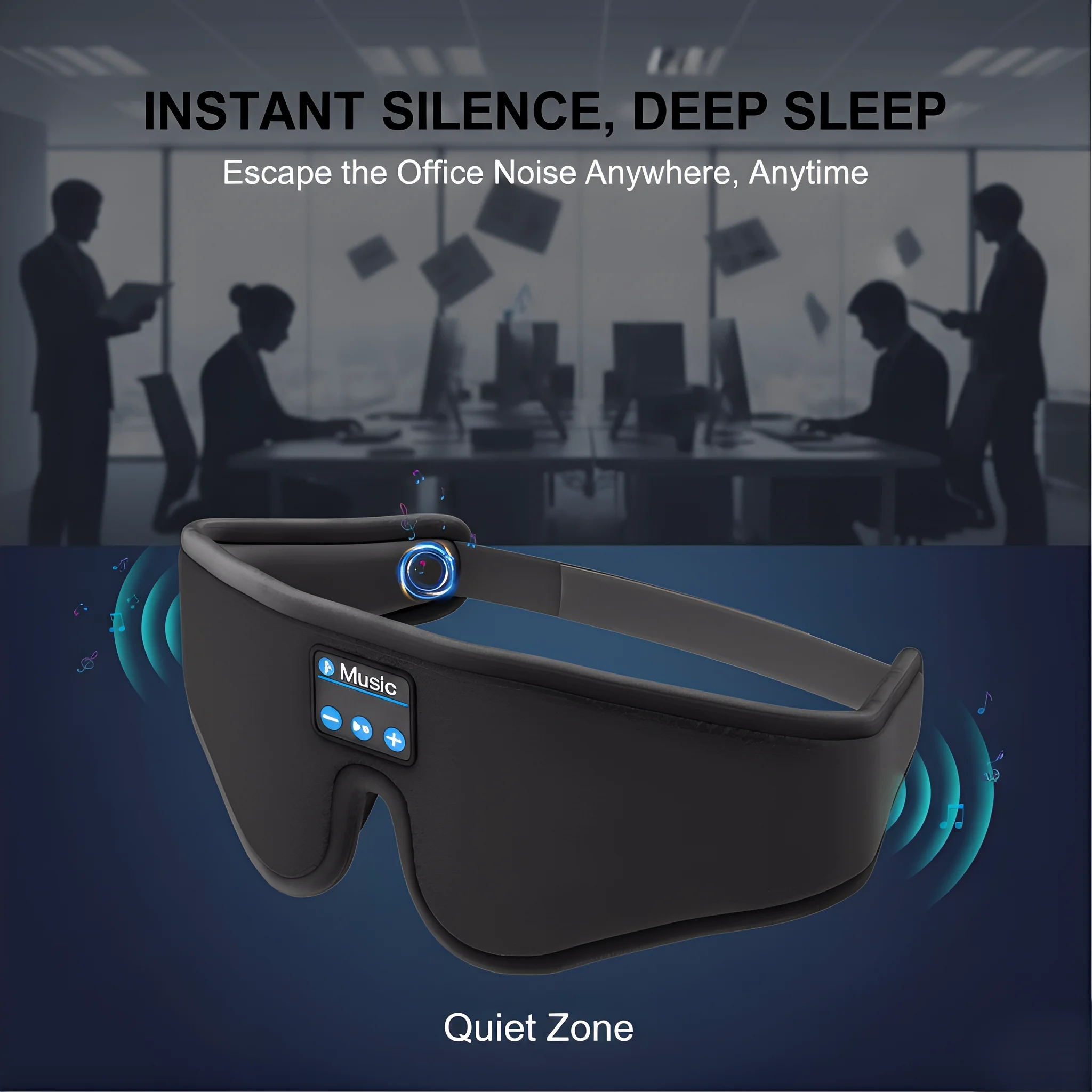 Bluetooth Sleep Mask Headphones - Flat Speakers for Side Sleepers - in use