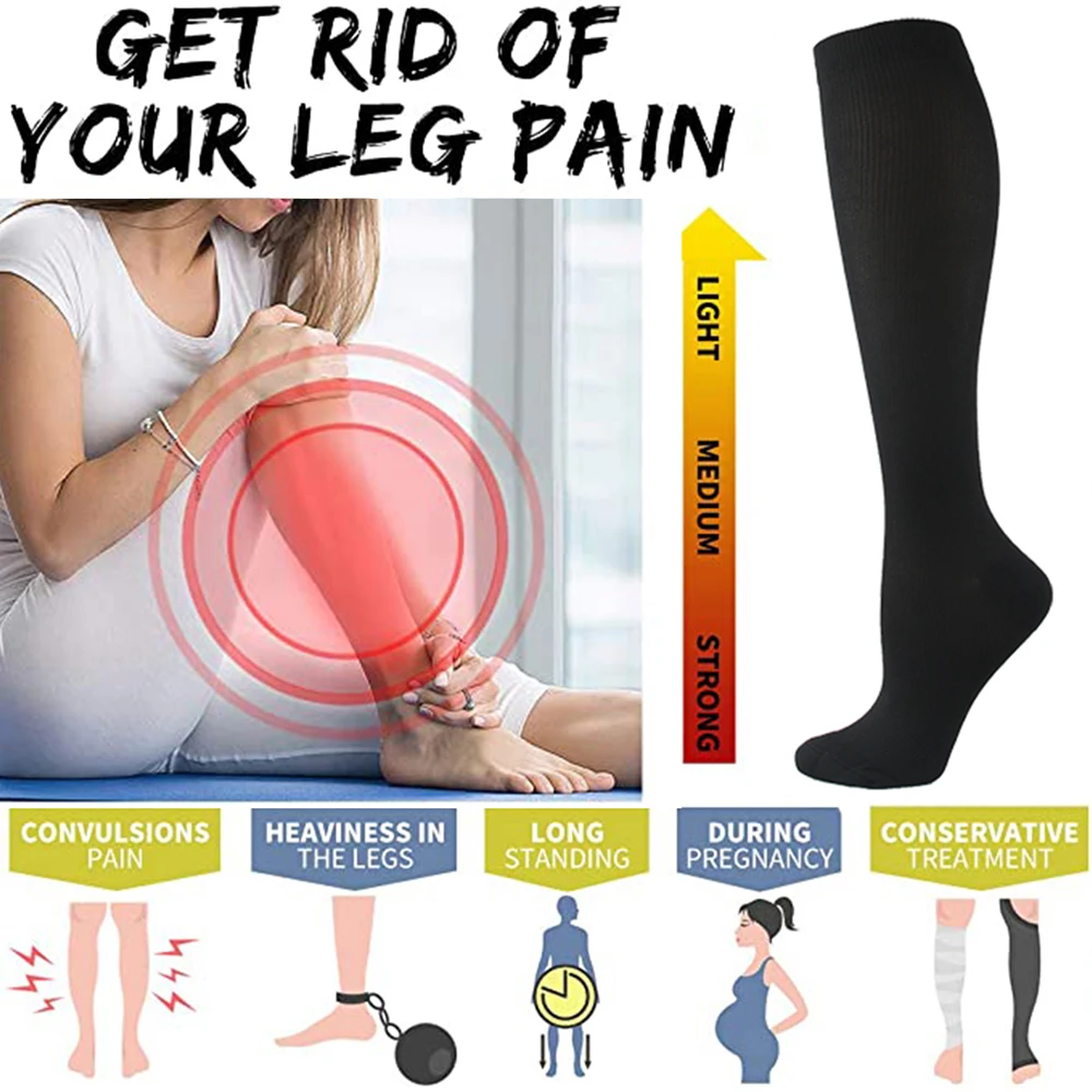 Graduated Compression Socks - Support for Varicose Veins, Travel & Running - color options