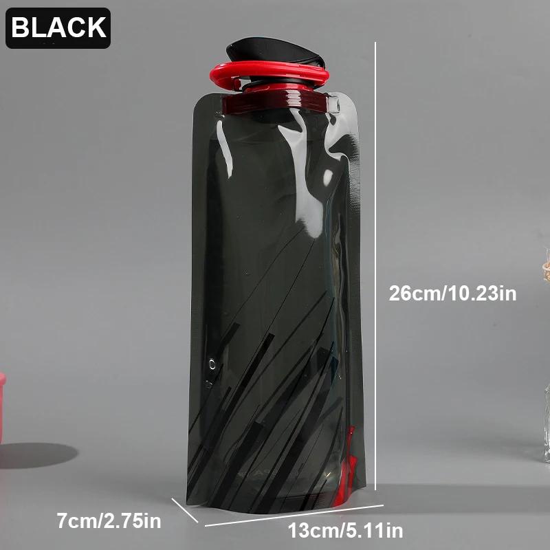 Outdoor Cycling Sports Water Bottle Mountaineering Portable Cup PE Plastic Folding - detail view